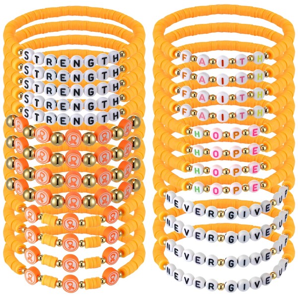 24 Pcs Multiple Sclerosis Awareness Leukemia Awareness Orange Ribbon Bracelet