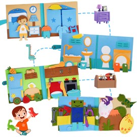 Montessori Felt Busy Book for Toddlers, Quiet Pretend Play Activity Book for Early Learning and Travel, Ages 2–6