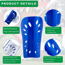 Shin Guards for Soccer - 4 Pairs Shin Pads for Kids Youth Adult, Lightweight Breathable - Football, Baseball, Hockey Protective Gear -Blue