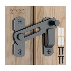2PCS Barn Door Lock, 180 Degree Flip Sliding Barn Door Latches, Gate Latch for Barn Door, Sliding Door, Pet Door, Garage, Bathroom, Window, Outdoor(Black)