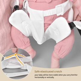 CUBY Baby Carriers from Newborn Horizontal Position, Summer Mesh Double Zippers Ergonomic Leg Crotch Protection Baby Carriers, Detachable Hood & Reversible Head Support Baby Hold Belt Use to 30 LBS