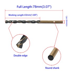 Aopin 2pcs HSS 11/64" Inch (4.5mm) Metric Gold Cobalt Titanium High Speed Steel Twist Drill Bit,Suitable for Cast Iron,Stainless Steel,Copper, Wood,Plastic
