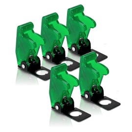 MGI SpeedWare Safety Flip Covers for Bat-Handle Toggle Switch 5-Pack (Green)