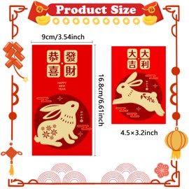 30 Pieces 2023 Red Envelopes, LIYDE Chinese New Year Red Envelopes Rabbit Years Hongbao Red Pocket Lucky Money Envelopes Cute Small Envelopes for Money, 6.7 x 3.5 Inches