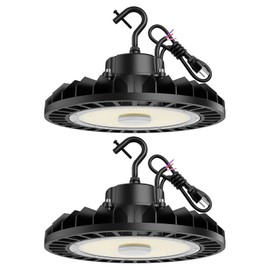 UFO LED High Bay Light 200W 2 Pack, 5000K 28,000LM, 0-10V Dimmable, US Plug 5ft Cable, Shop Industrial Warehouse Workshop Factory Gym Barn Garage Area Lights Lighting Fixture