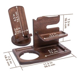 Gifts for Men Christmas Bedside Organiser Birthday Gifts for Him Wood Phone Docking Station Key Holder Wallet Watch Stand Mens Gifts for Christmas Fathers Day Xmas Presents for Dad Husband Boyfriend