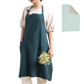 Mutenye Apron, Neck Hanger, Women's, Men's, Stylish, Adjustable Shoulder Straps, Plain, Large Size, Apron, With Pockets, Nursery School, Hairdresser, Florist, Cooking/Housework, blue (dark)