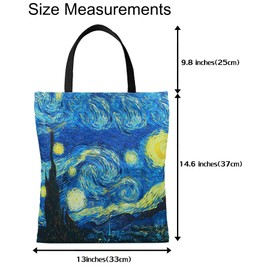 SuyuanArt 3 Pack Aesthetic Cute Van Gogh Tote Bag,Art Carry on Bag Hand Bags Canvas Shoulder Bag Reusable Shopping Bags Foldable Grocery Bags Beach Travel Bags for Women