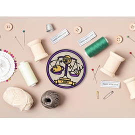 Finally Home Iron-On Patch Libra Zodiac Sign Libra Astrology Patches, Moon Stars Iron-On Patch