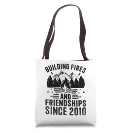 Building Fires And Friendships Since 2010 Camping Scout Tote Bag