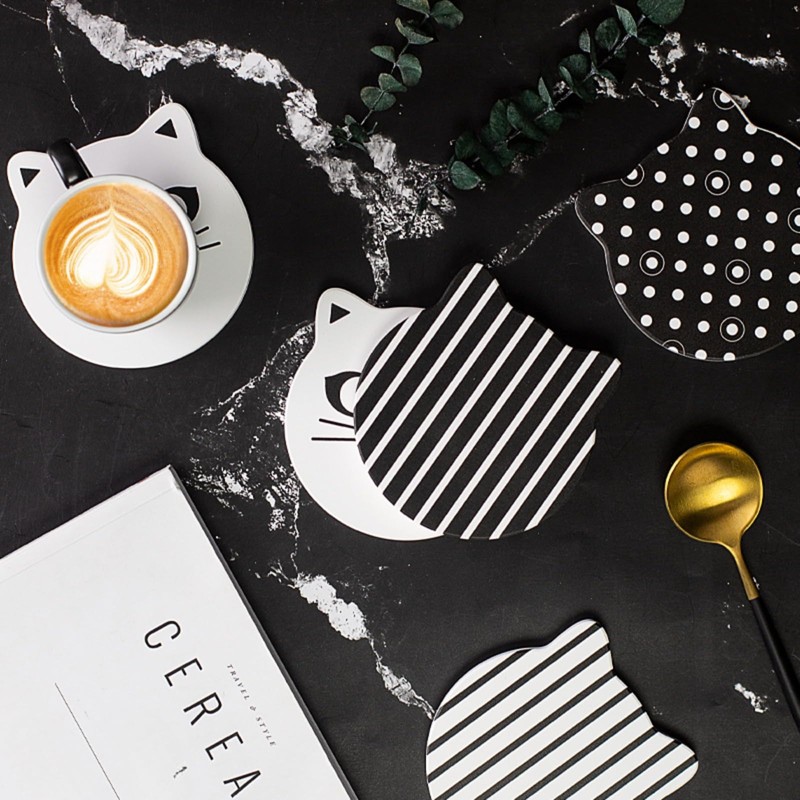 吸水 珪藻土コースター ねこ柄 猫 おしゃれ 滑り止め こーすたー 和風 高吸水性 断熱