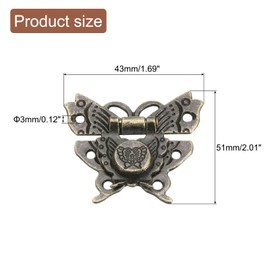 QUARKZMAN Antique Clasps Butterfly, Retro Snap Lock with Screws Button Vintage Reel Lock Buckle for Wooden Boxes Chests Suitcase Cabinet Reel Jewellery Box