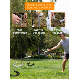 NQV Horseshoe Outside Game,Horse Shoe Game Kit,Horseshoe Set on Lawn Beach Soil Outdoor Backyard Adults. 4 Traditional Heavy Duty Forged Steel Horseshoes Regulation Size+2 Forged Steel Stakes+1 Bag