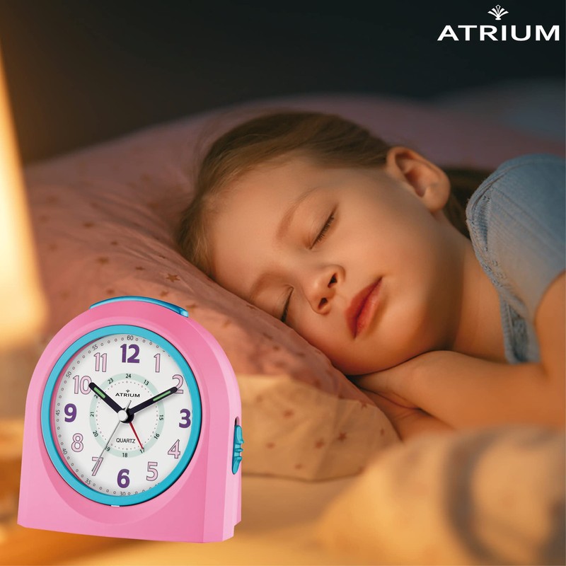 Atrium Kinder Wecker Analog Quarz ohne Ticken mit Licht und
