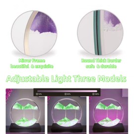 Moving Sand Art Picture in Motion DIY Kit, Round Glass 3D Deep Sea Sandscapes with Display Flowing Sand Frame for Relaxing Desktop Home Office Work Décor, Making kit for kids adults(Green,12inch)