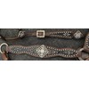 Showman Black Alligator Overlay Single Ear Leather Headstall & Breast