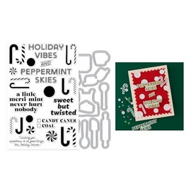 Spellbinders DC321 Hero Arts A Little Merri-Mint Stamp & Cut Set from The Candy Cane Season Collection