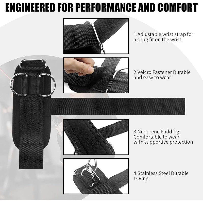 2Pcs D Ring Weight Lifting Straps,Heavy Duty Gym Wrist Straps