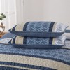 Dinjoy King Size Quilt Set Boho, Soft Striped Bedspreads Blue