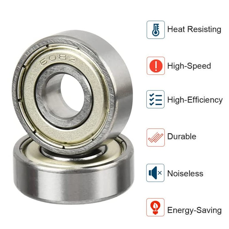 4pcs 608 ZZ Ball Bearings, 608zz Metal Double Shielded Miniature