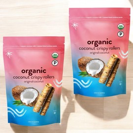 Coconut Crispy Rollers – Lightly Sweetened Organic Snack, 2-Pack (2 x 14.1 oz Bags)