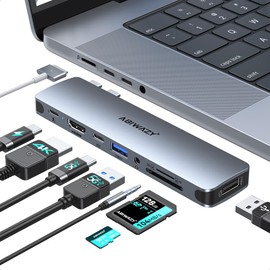 USB C Adapter HDMI USB Multiport Hub for MacBook Pro /Air M1 M2 M3 13"15"16" 2024-2018,8 in 2 Accessories for MacBook with HDMI,Thunderbolt 3,USB C and 3 USB A 3.0 Data Ports SD TF Card Reader, Audio