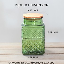 60 FL OZ Large Glass Storage Jar Food Storage Container with Airtight Bamboo Wooden Lid for Candy Snack Coffee Tea Nuts Airtight Glass Jars Kitchen Containers Cereal Canisters Vintage Glass Canisters
