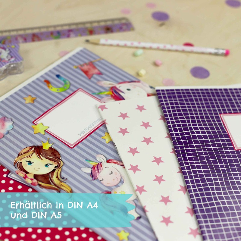 Papierdrachen 4 high-quality school notebooks for children, DIN A5, lined
