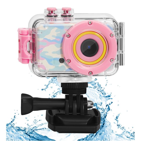 WEOLULI Kids Waterproof Camera,Birthday for 3 4 5 6 7 8 Year Old Girls Boys,Underwater Toddler Camera，Toys for Girl Boys Age 4-10 with 32GB SD Card(Pink)