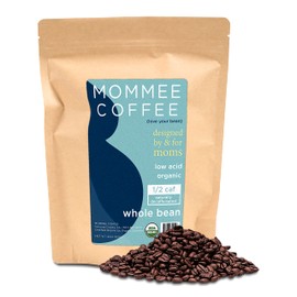 Mommee Coffee - Half Caf | Low Acid, Organic, Fair Trade, Water Processed | Whole Bean, 22 oz.