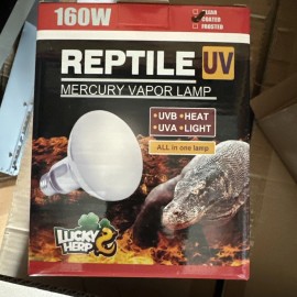 LUCKY HERP Reptile Basking Light Bulb 160w Heat & UVB UVA MERCURY VAPOUR Lamp