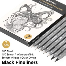 Micro Fineliner Drawing Art Pens: 7 Sizes Black Fine Line Waterproof Ink pen set, Artist Supplies for Adults Sketching Anime Manga Watercolor Calligraphy Technical Illustrators