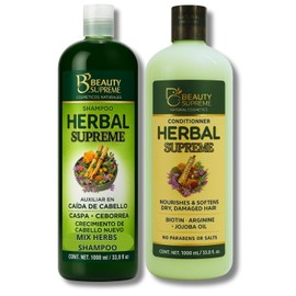 Herbal Shampoo + Conditioner Combo,1000 ml(33.8 fl oz)Each–W/Tepezcohuite,Nettle, Aloe Vera (Sábila),Neem, Rosemary,Horsetail & More–Natural Botanical Formula–Paraben-Free-All Hair Types–Mexican Herbs