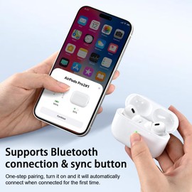 Wireless Charging Case Replacement Compatible with AirPod Pro 1st & 2nd Generation, Air Pod Pro 1 2 Charger Case with Bluetooth Pairing Sync Button,White