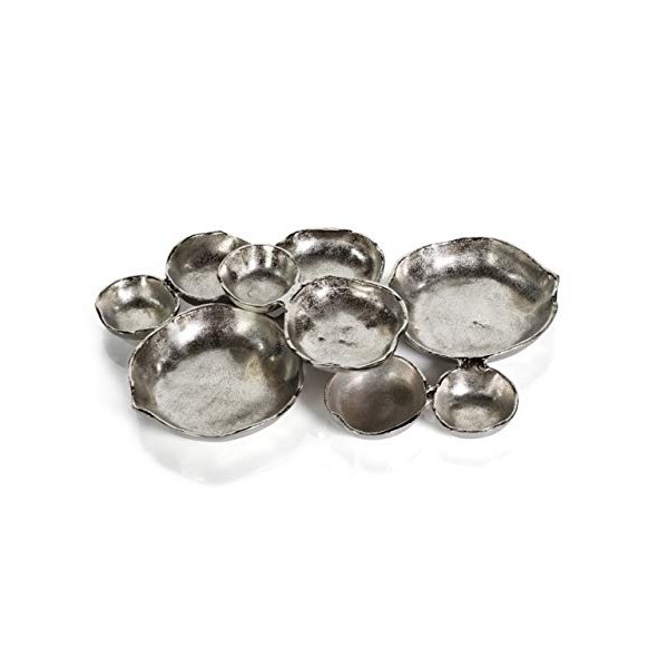 Zodax Cluster of 9 Round Serving Bowls Nickel Base 19"