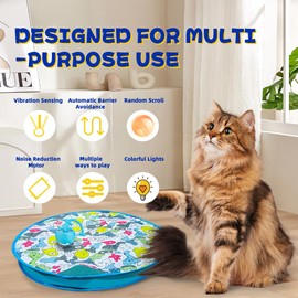 Cyrabota Interactive Cat Toy, Electric Hunting Toys for Bored Indoor Cats, Motion Activated Fast Moving Ball Rolling in Cat Play Mat, Hide and Seek Kitten Toy