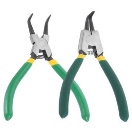 HARFINGTON 2pcs Snap Ring Plier Set 7" Internal & External Circlip Pliers with Bent Jaw Tip for Ring Remove Retaining Pliers, Green, Dark Green, Yellow