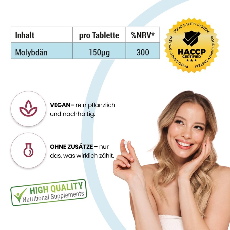 Molybdenum 150 μg – 300 Tablets – Easy to Swallow