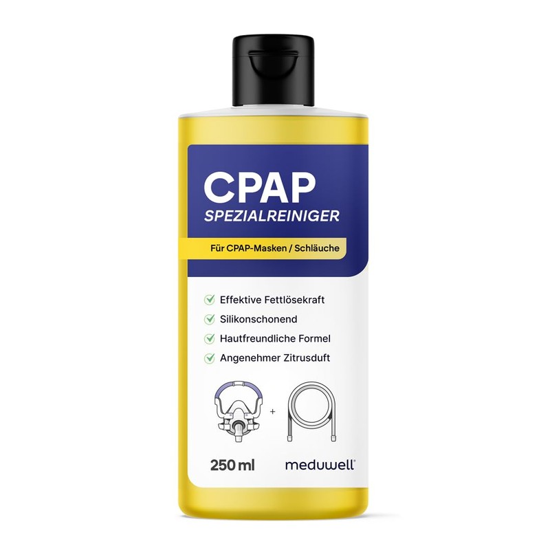 meduwell CPAP Spezialreiniger 250ml für CPAP Masken Schläuche und Zubehör,