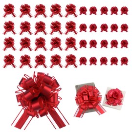 40 Pieces 6 Inches and 3 Inches Pull Bow Wrapping Pull Bow Ribbon Pull Bows for Wedding Baskets,Large Bows for Presents. (Red)
