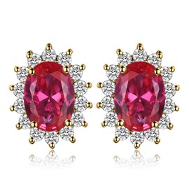 JewelryPalace Princess Diana Kate Middleton Gemstone Amethyst Citrine Garnet Peridot Topaz Sapphire Ruby Emerald Stud Earrings Silver 925 Women's Jewellery Set Women Earrings Silver Girls Rose Gold