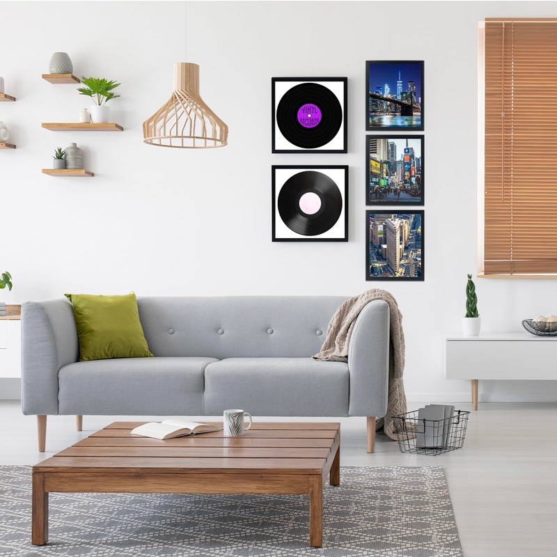 HEYTUYA 4 Pack 12.5x12.5 Black Record Frame, Lightweight PVC Album