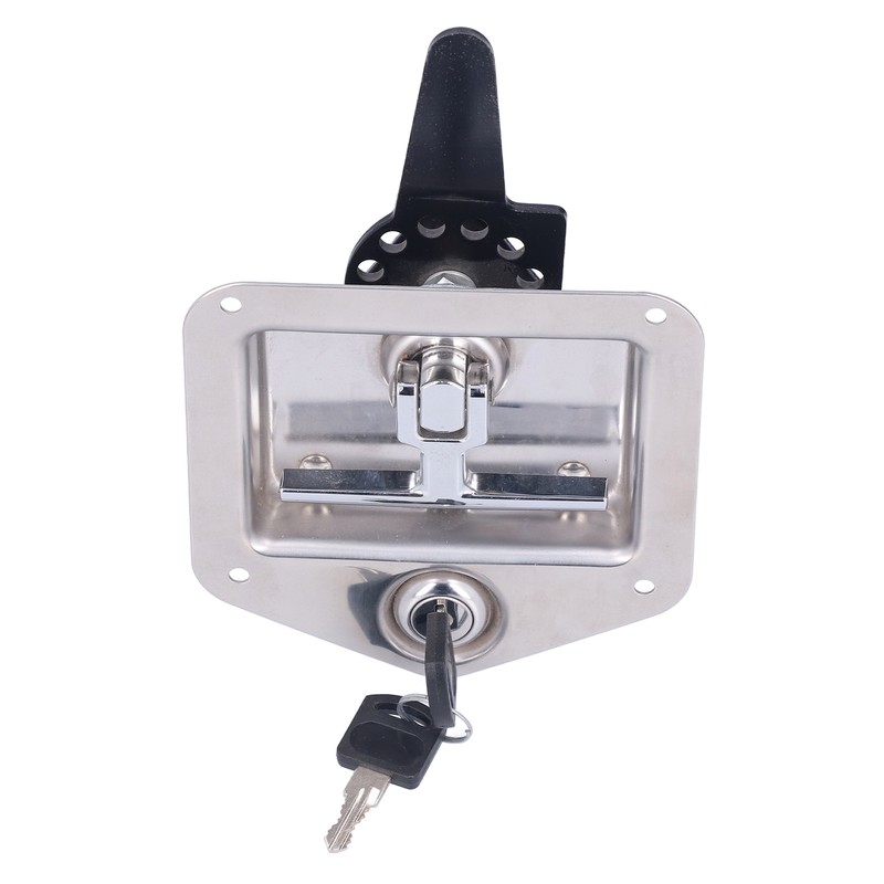 Trailer Door Latch T Handle with 2‑Key Stainless Steel Chrome