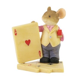Enesco Tails wth Heart Card Shark Mouse Holding Poker Chips Miniature Figurine, 2 Inch, Multicolor