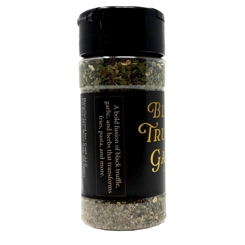 Black Truffle Garlic Seasoning, Black Truffle Salt with Garlic, Dairy-Free