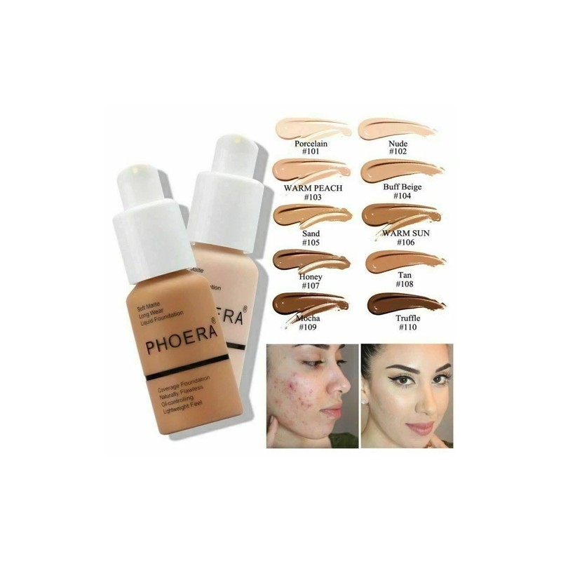 PHOERA® Soft Matte Full Coverage Liquid Foundation Concealer Longlasting Makeup