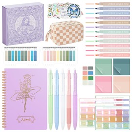 Bible Study Supplies Journaling Kit for Women,Bible Study Kit with Highlighters No Bleed,Journal Notebook Tabs Large Pencil Case, Accessories Set for Women Teens Beginner, Christian Gifts (purple)