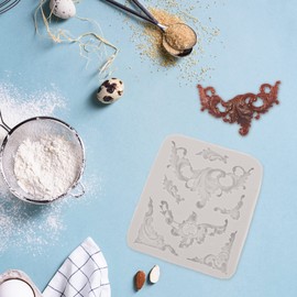 Silikonform für Barock-Kuchen, Barock-Stil, Curlicues, Schnörkeln, Spitze, Fondant, Weiß, europäischer Rahmen, Kuchendekorationswerkzeuge, Blumen-Spitzenform