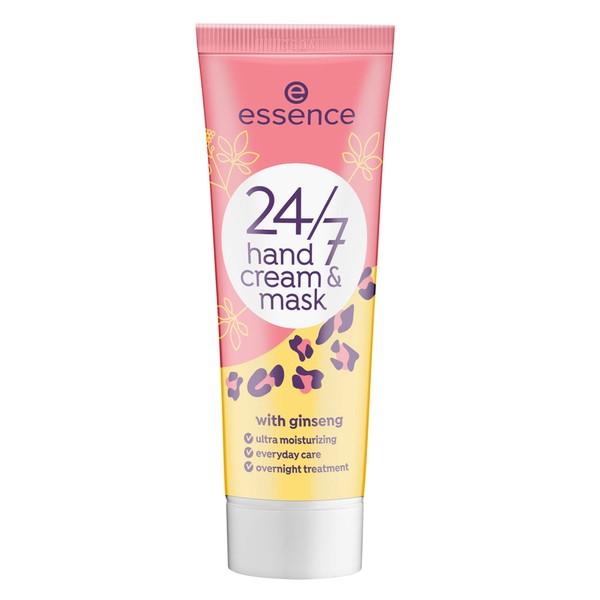 essence 24/7 Hand Cream & Mask, Nail Care, White, Nourishing, Smoothing, No Acetone, Vegan, Microplastic Particles Free (75 ml)