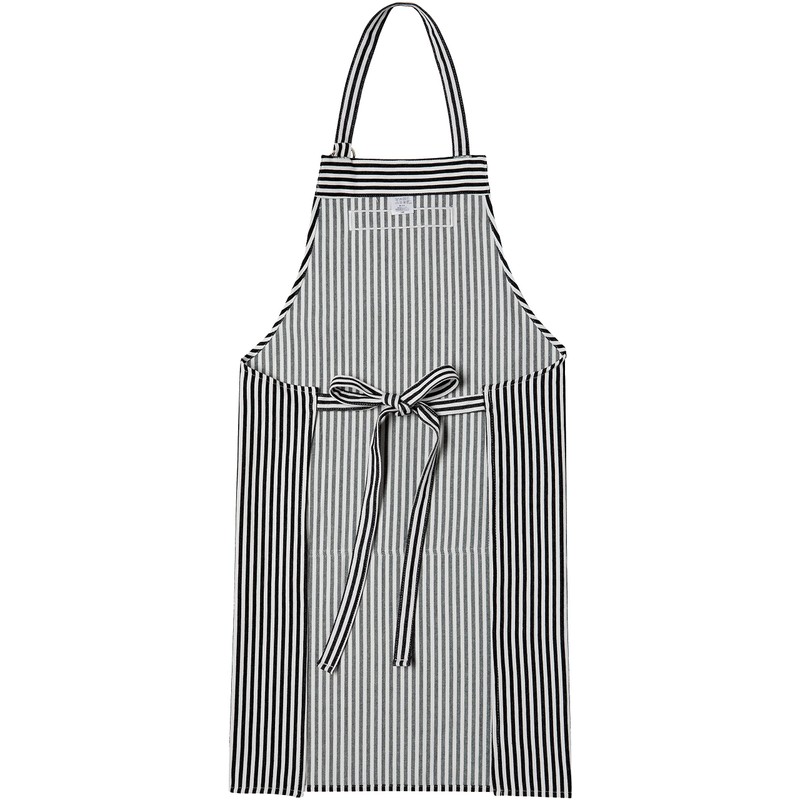 Dean & Deluca Women's Men's Full Apron, Striped, Pockets, Cotton,